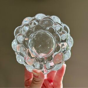 Orrefors raspberry glass votive